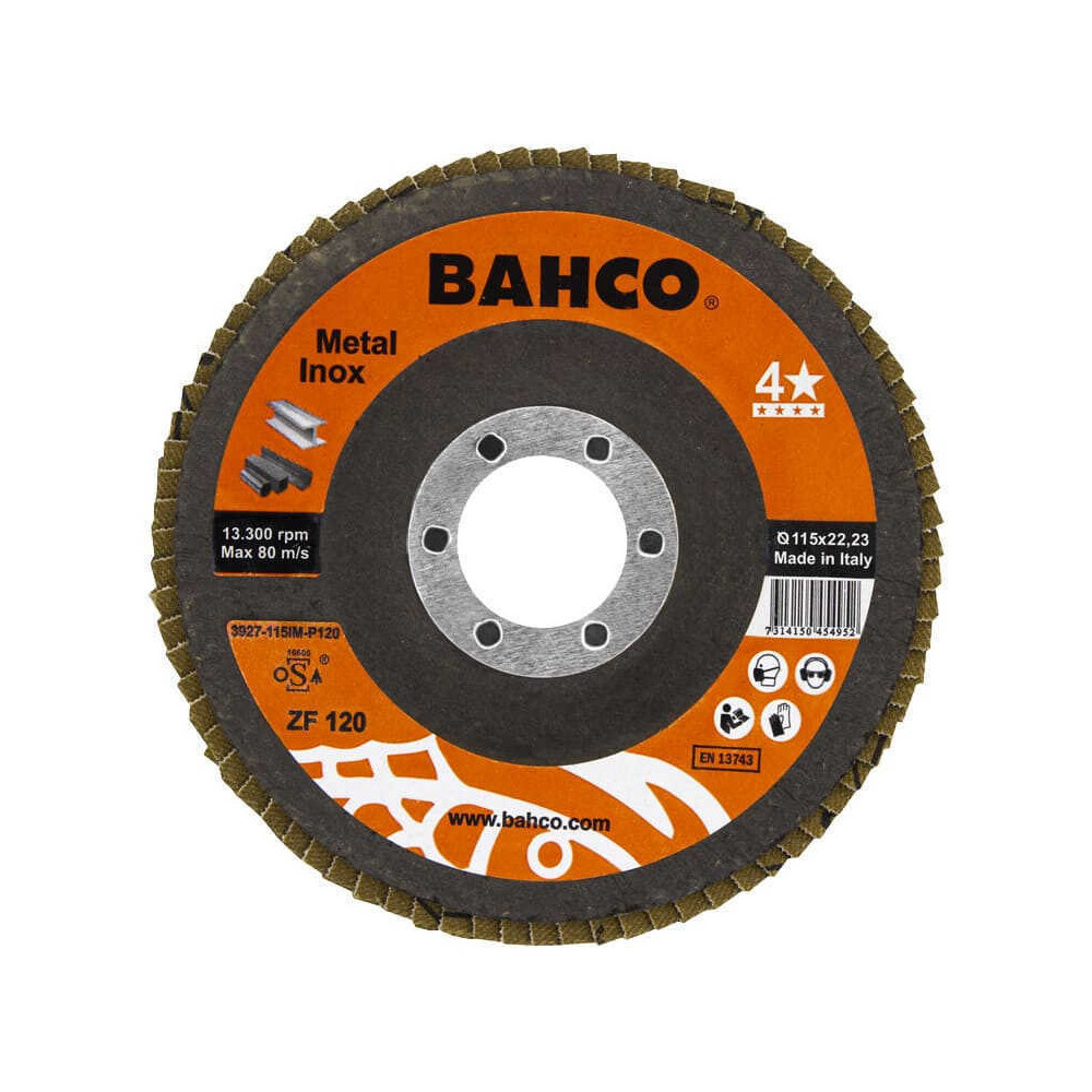 Disque a lamelles 125 mm G120 acier inoxydable metal Bahco 3927 125IM P120