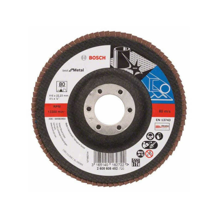 Disque a lamelles plateau o 115MM grain 80 Bosch 2608605452