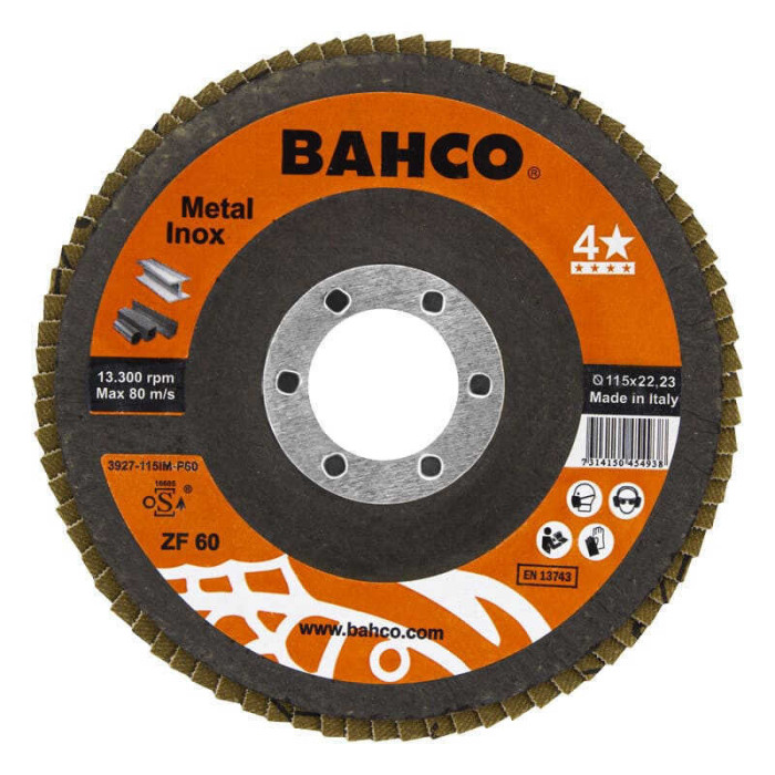 Disque a lamelles 125 mm G60 acier metal Bahco 3927 125IM P60