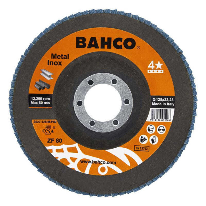Disque a lamelles 125 mm G80 acier inoxydable metal Bahco 3927 125IM P80