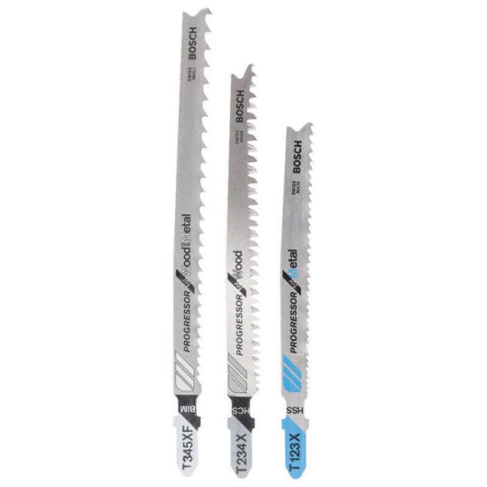 Jeu de lames progressor bois et metal pour scie sauteuse 3PCS Bosch 2607010515