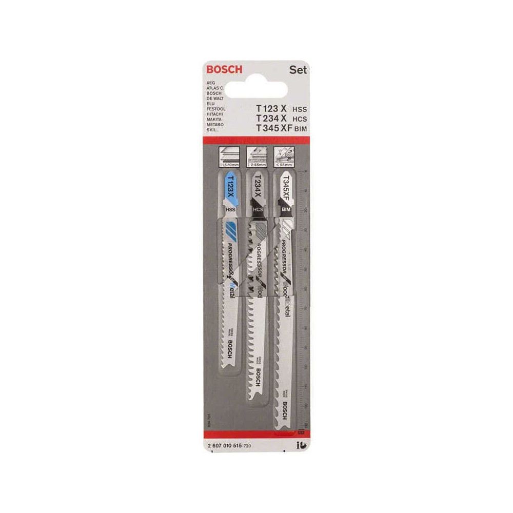 Jeu de lames progressor bois et metal pour scie sauteuse 3PCS Bosch 2607010515