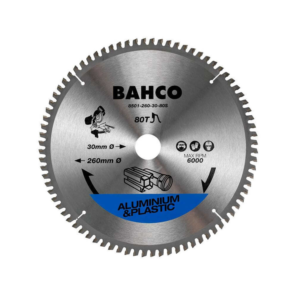 Lame de scie circulaire 260 mm alu plastique Bahco 8501 260 30 80S