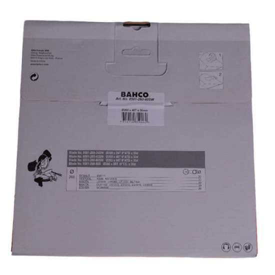 Lame de scie circulaire 260 mm bois Bahco 8501 260 40SW