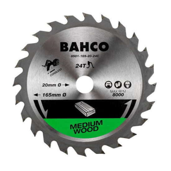 Lame de scie circulaire 165 mm bois Bahco 8501 165 20 24C