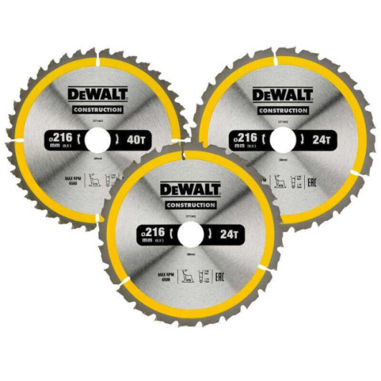 Lot de 3 lames de scie circulaire Dewalt DT1962 qz