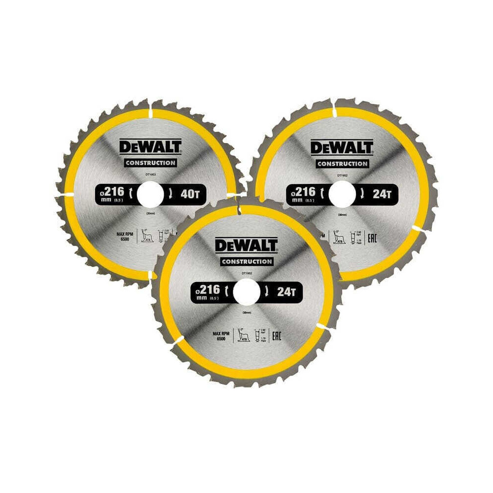 Lot de 3 lames de scie circulaire Dewalt DT1962 qz