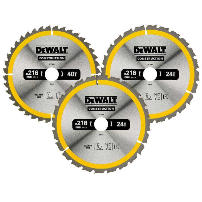 Lot de 3 lames de scie circulaire Dewalt DT1962 qz