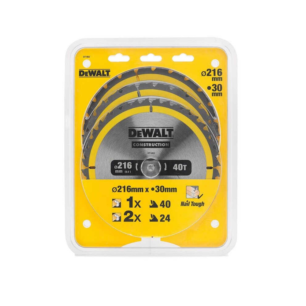 Lot de 3 lames de scie circulaire Dewalt DT1962 qz