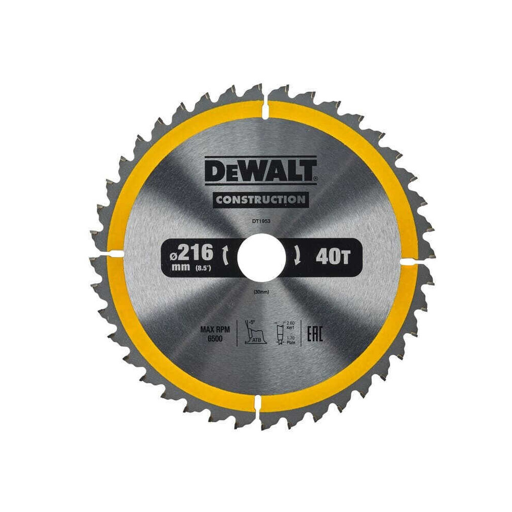 Lames de scie circulaire 216 mm 40 dents Dewalt DT1953 qz