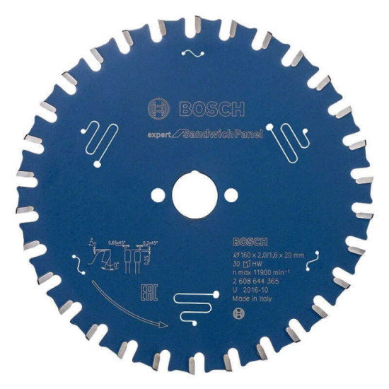 Lame de scie circulaire expert 160X20 pour panneau Bosch 2608644365