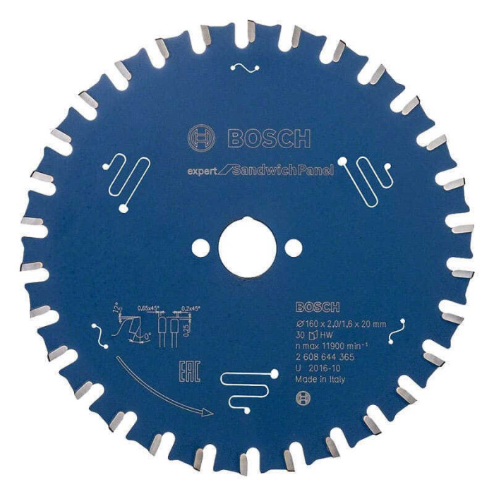 Lame de scie circulaire expert 160X20 pour panneau Bosch 2608644365
