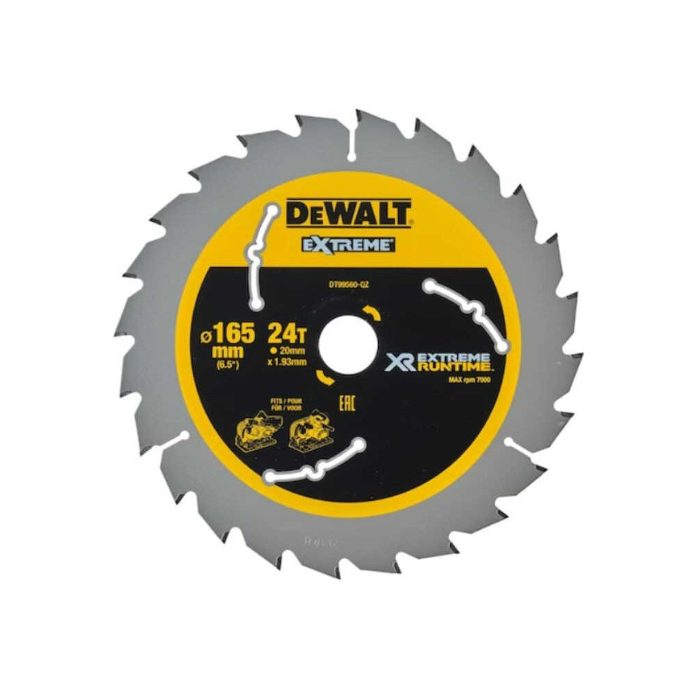 Lame de scie circulaire plongeante 165X20 mm 24 dents Dewalt DT99560 qz