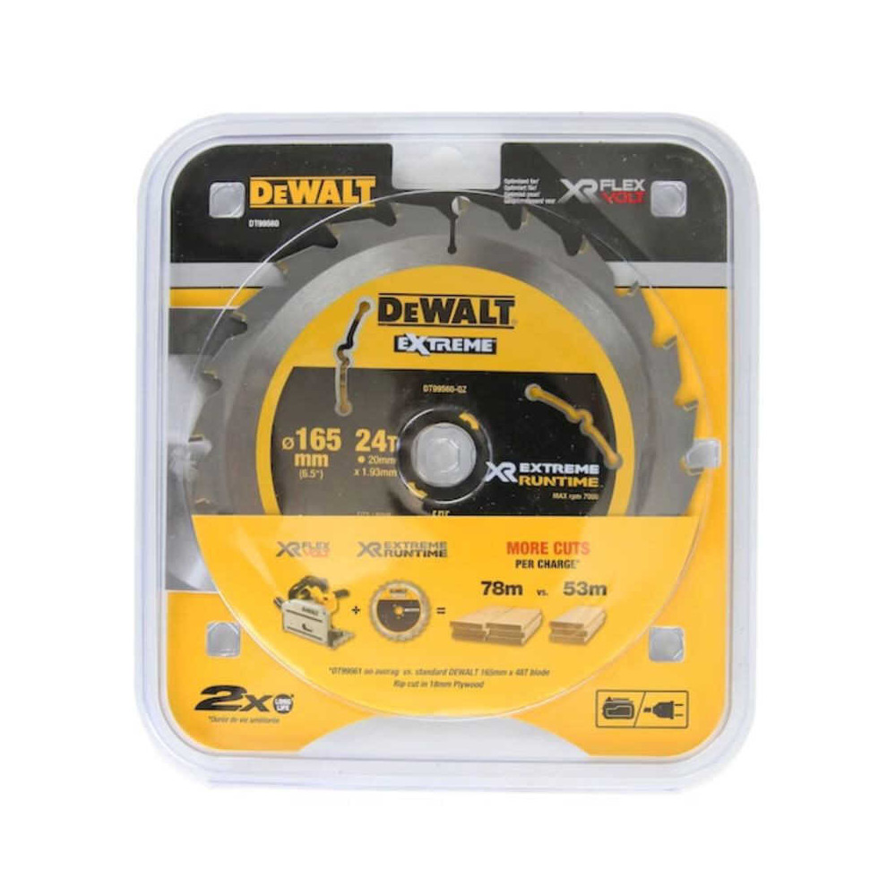 Lame de scie circulaire plongeante 165X20 mm 24 dents Dewalt DT99560 qz