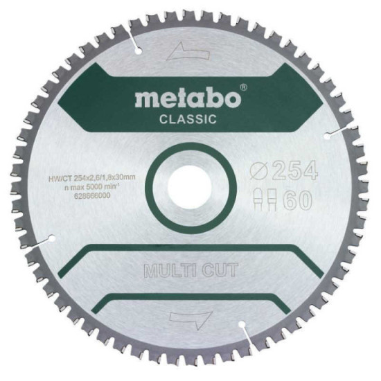 Lame de scie circulaire 254 x 30 Z60 multi cut Metabo 628285000