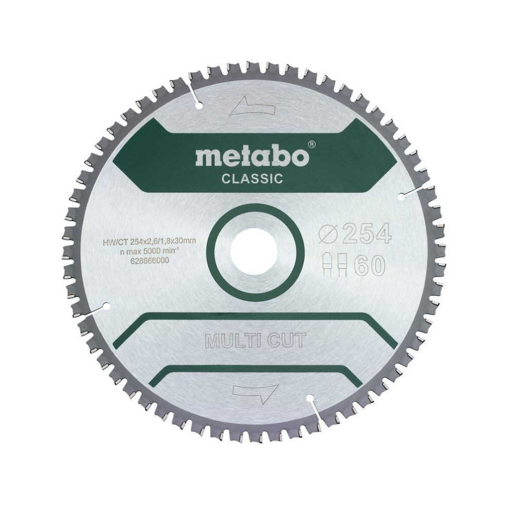 Lame de scie circulaire 254 x 30 Z60 multi cut Metabo 628285000