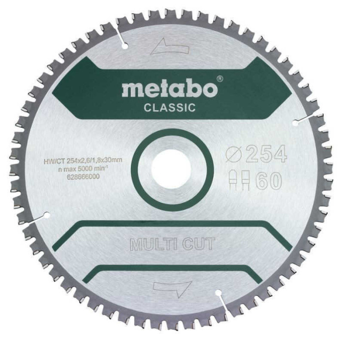 Lame de scie circulaire 254 x 30 Z60 multi cut Metabo 628285000