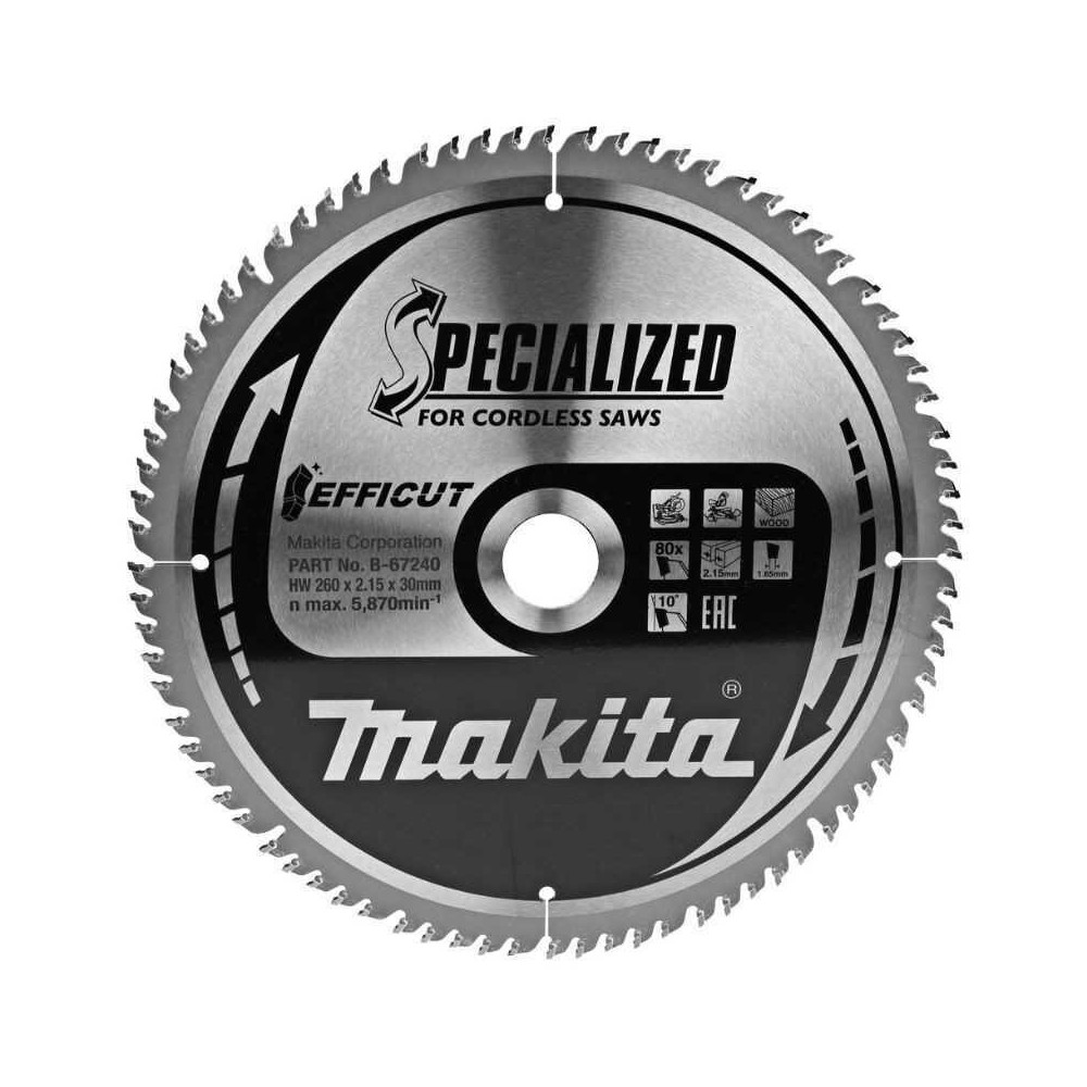 Lame de scie circulaire O260X30MM 80 dents tct Makita b 67240