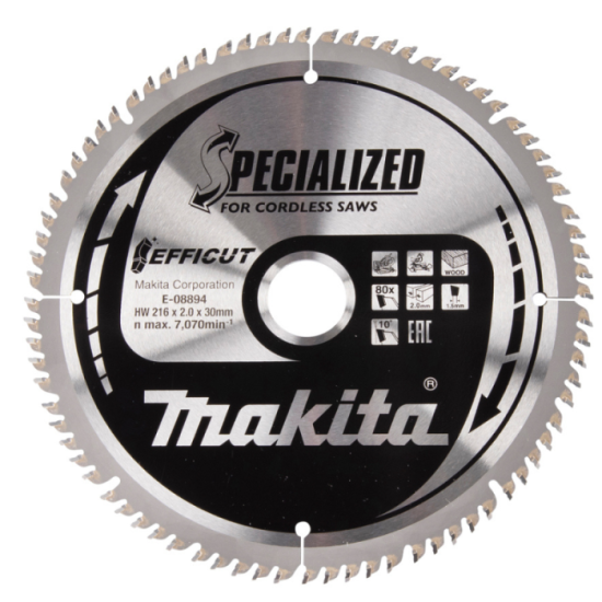 Lames carbures O216MM 30MM 80DENTS Makita e 08894