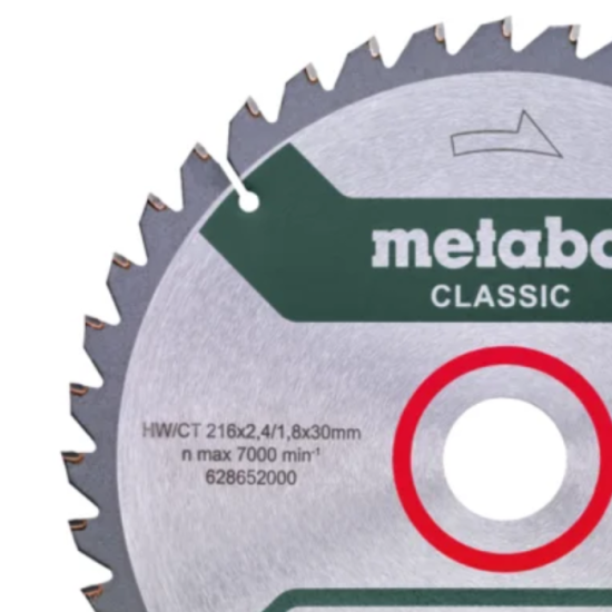 Lames de scies circulaires 216X30 Z40 wz Metabo 628652000