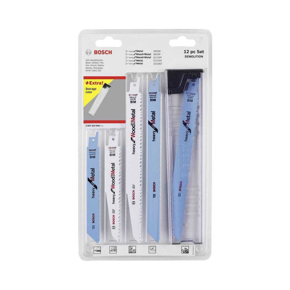 Set 12 lames scies sabre Bosch 2607010908