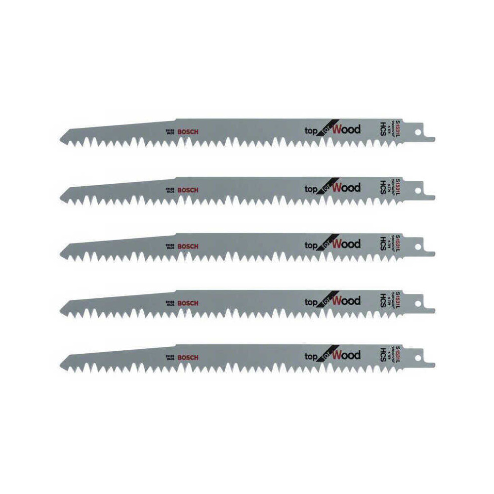 Lot de 5 lames de scie sabre pour le bois Bosch S1531L hcs