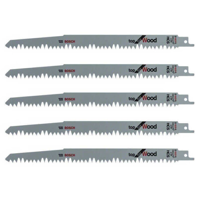 Lot de 5 lames de scie sabre pour le bois Bosch S1531L hcs