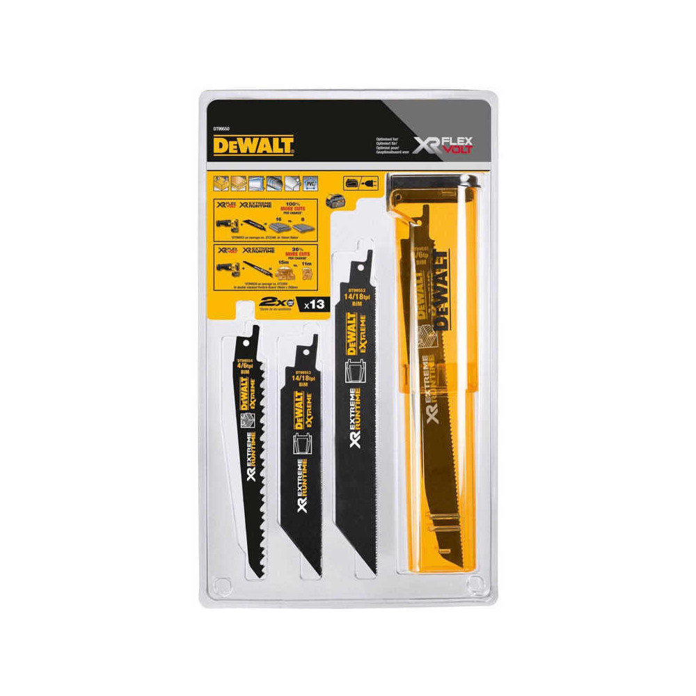 Coffret 13 lames scie sabre xr extreme runtime Dewalt DT99550 qz