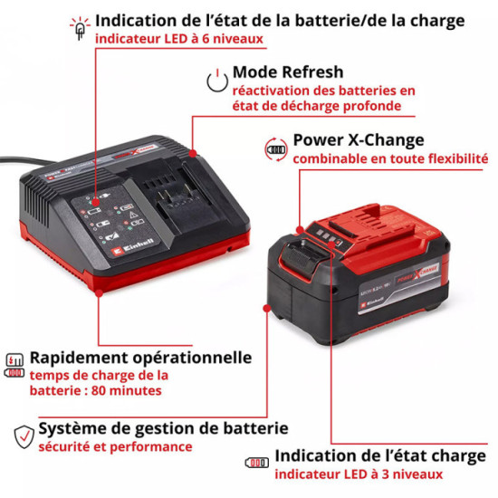 Pack energie power x change 1X52 ah chargeur Einhell 4512114