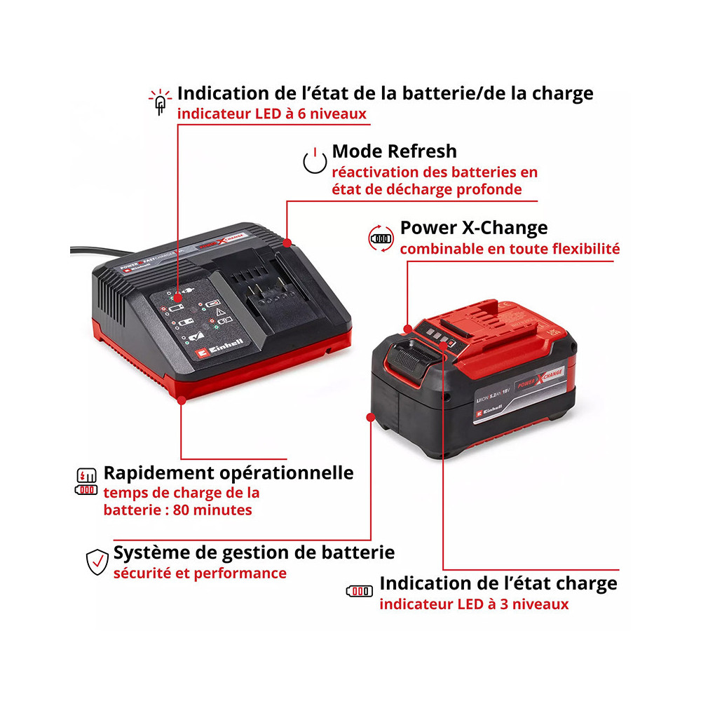 Pack energie power x change 1X52 ah chargeur Einhell 4512114