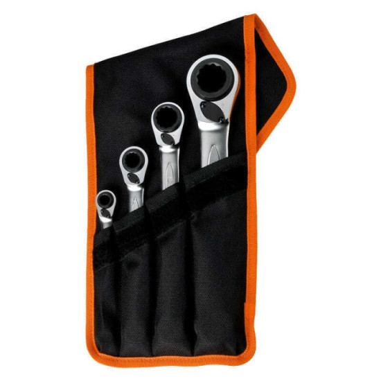 Jeu de cles polygonales a cliquet Bahco S4RM4T