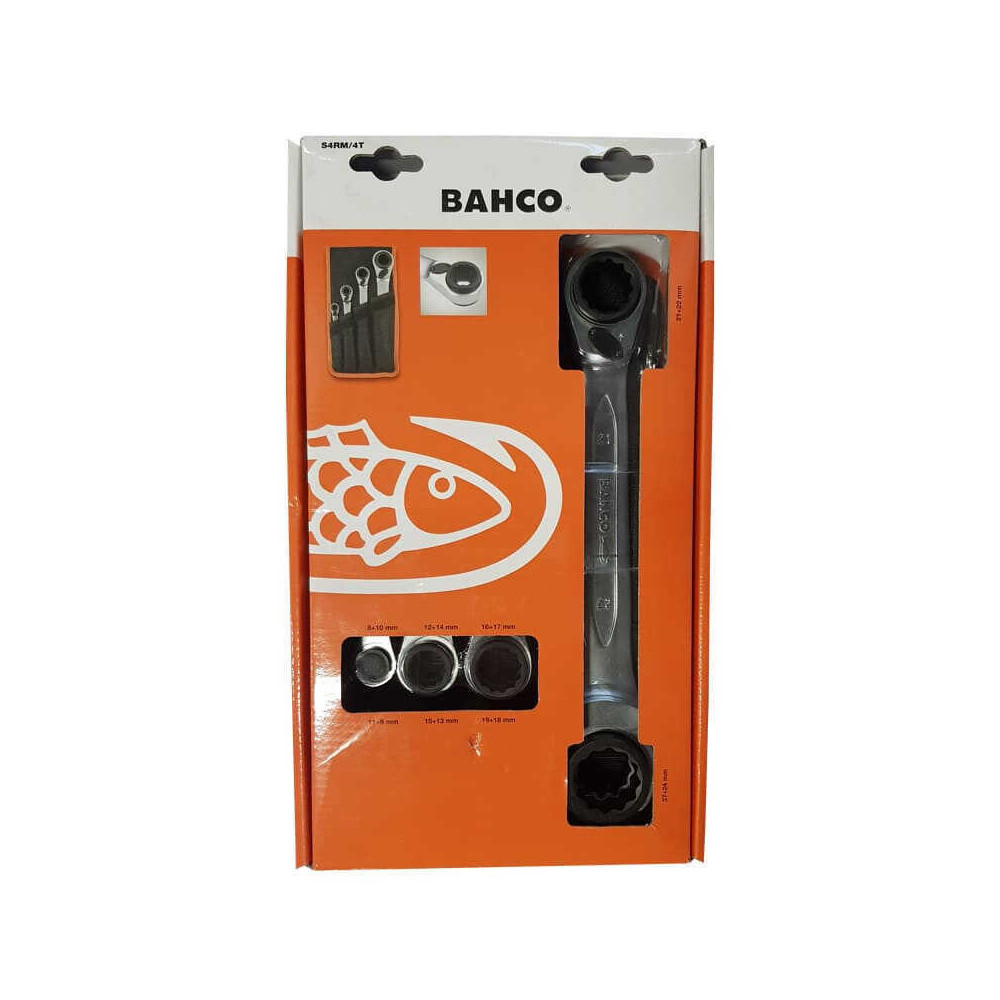 Jeu de cles polygonales a cliquet Bahco S4RM4T