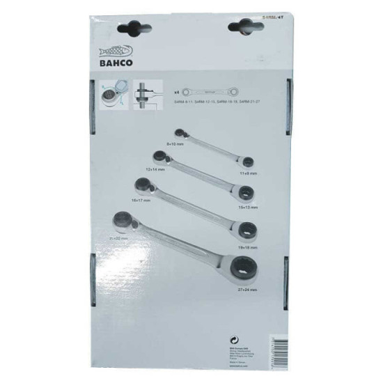 Jeu de cles polygonales a cliquet Bahco S4RM4T