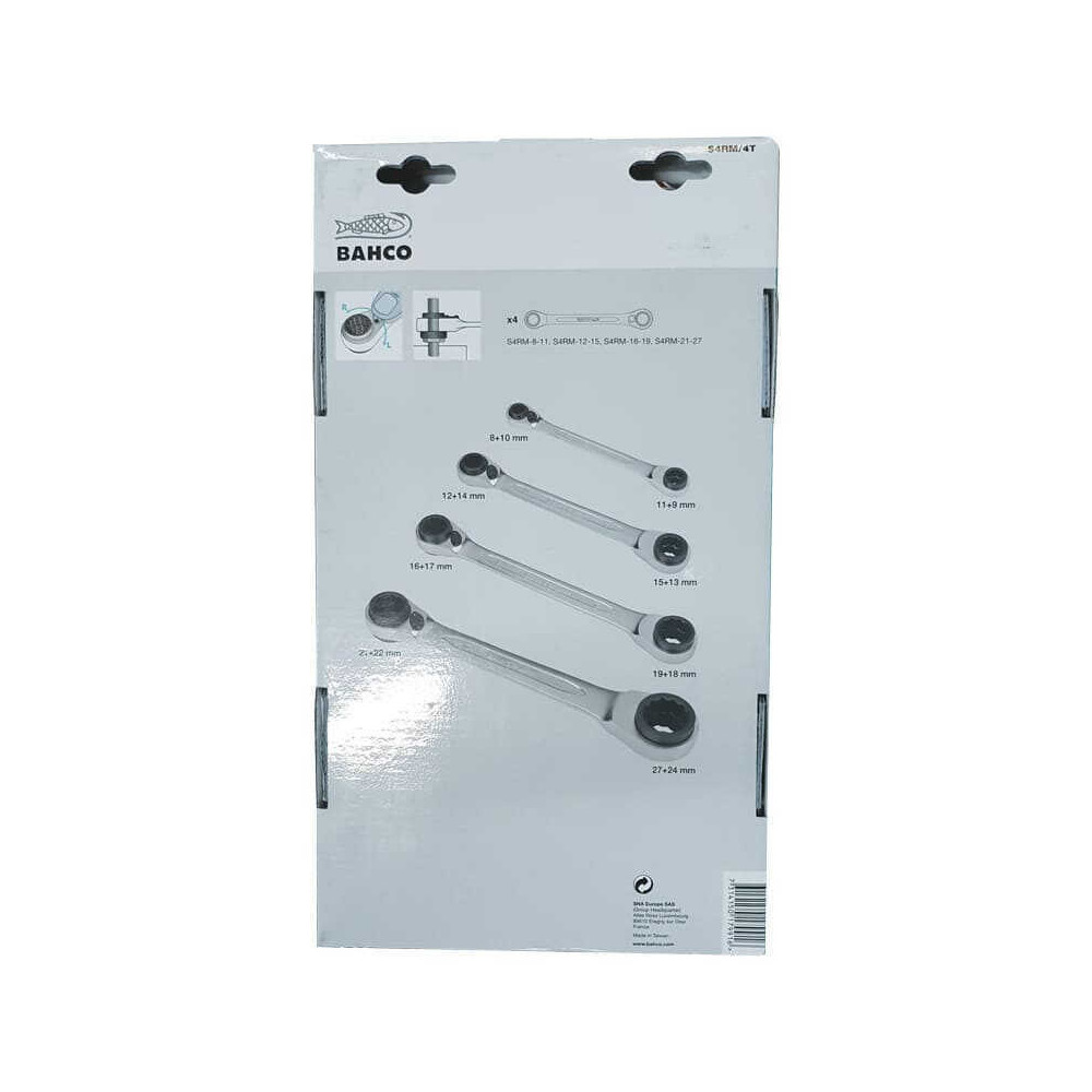 Jeu de cles polygonales a cliquet Bahco S4RM4T