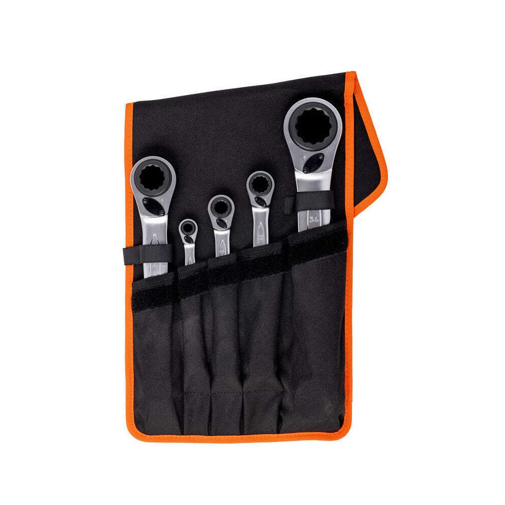 Jeu de cles polygonales a cliquet Bahco S4RM5T