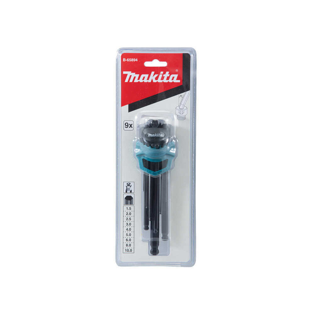 Jeu de 9 cles hexagonales a rotules Makita b 65894