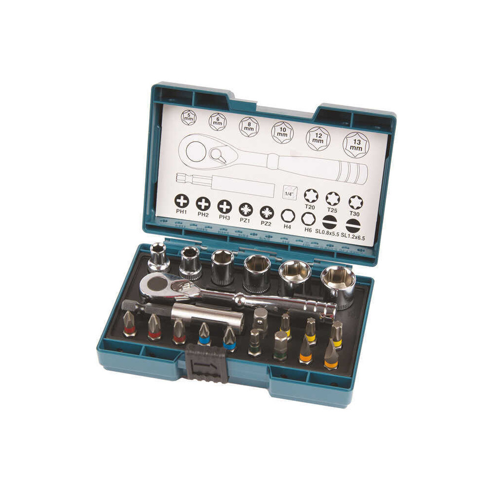 Coffret fixation cle a cliquet 20 accessoires Makita b 54081