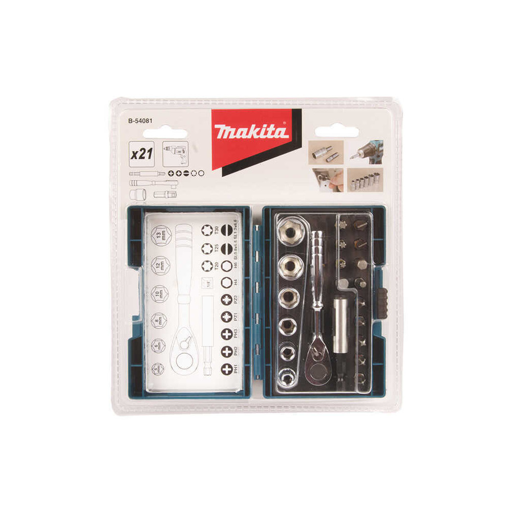 Coffret fixation cle a cliquet 20 accessoires Makita b 54081