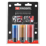 Jeu de 3 douilles impact longues renforcees 12 17 19 21MM Facom NSI3LPB