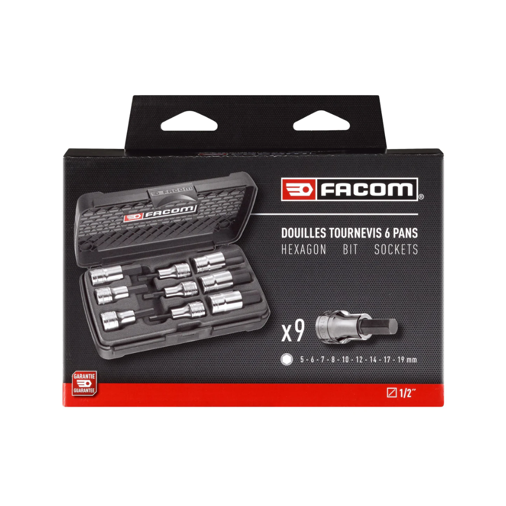 Jeu de douilles 9 pcs embout hexagonal metrique 12 Facom STMJ9APB