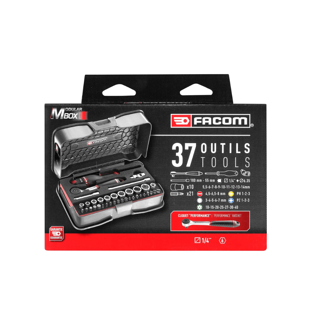 Coffret douilles 6 pans metriques embouts 37PCS 14 Facom R161 6M6PB