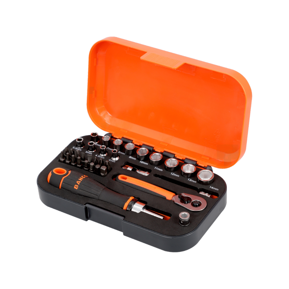 Jeu de douilles et embouts 6 pans 14 34PCS Bahco S34MC8H