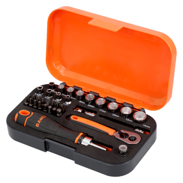 Jeu de douilles et embouts 6 pans 14 34PCS Bahco S34MC8H