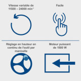 Fraiseuse defonceuse 1500W pinces de serrage 68 a 12MM HF50 scheppach 4902103924