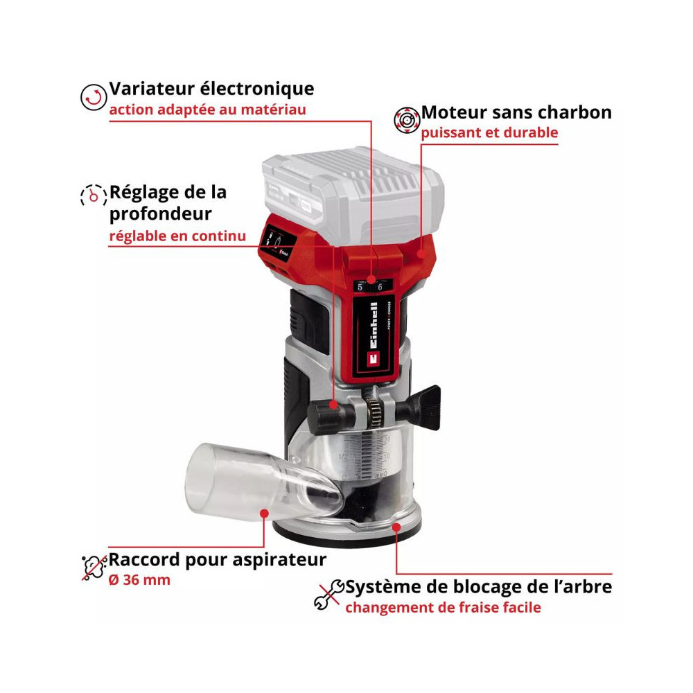 Affleureuse defonceuse 18V 68MM tp et 18 li bl solo Einhell 4350412