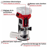 Affleureuse defonceuse 18V 68MM tp et 18 li bl solo Einhell 4350412