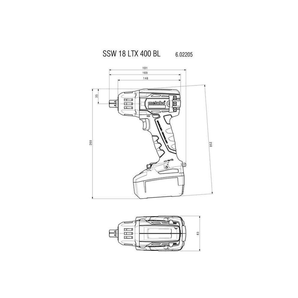 Boulonneuse Metabo SSW 18 LTX 400 BL LiHD au prix HT