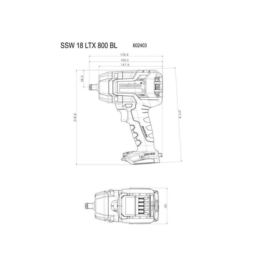 Boulonneuse a chocs sans fil ssw 18 ltx 800 bl metabox Metabo 602403650