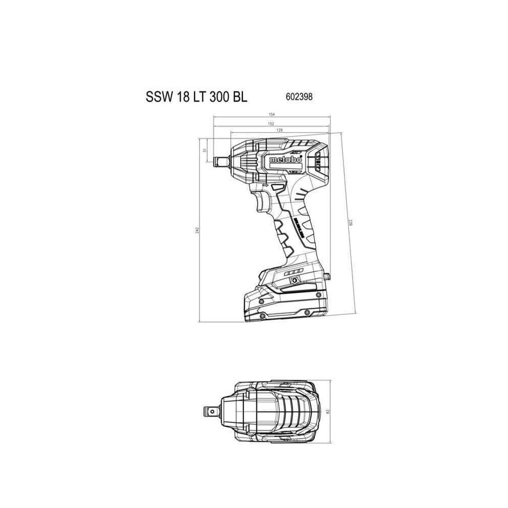Visseuse a chocs 18V ssw 18 lt 300 bl dans metabox Metabo 602398840