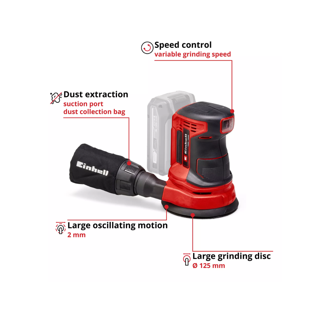 Ponceuse excentrique 18V O125MM te rs 18 li solo Einhell 4462010
